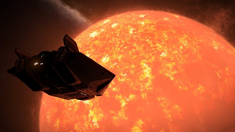 Spaceship Near Star — Orange, Dramatic, 3d Render, Spacecraft