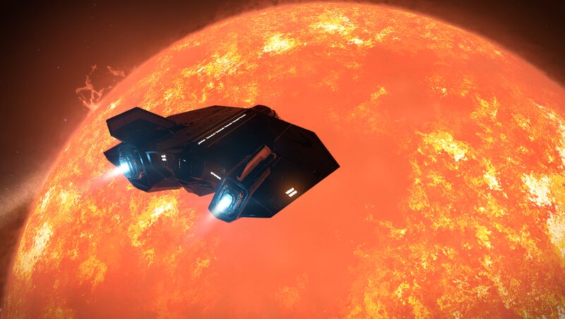 Spaceship Near Star — Orange, Dramatic, 3d Render