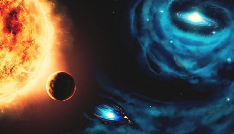 Spaceship Near Star — Orange