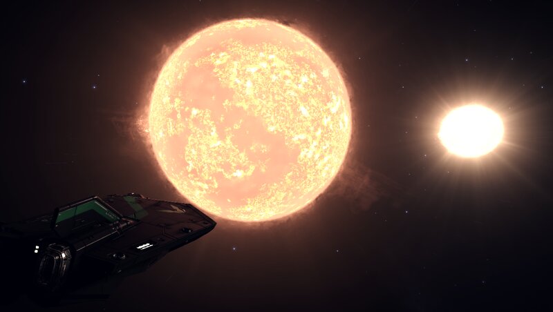 Spaceship Near Two Stars — Black