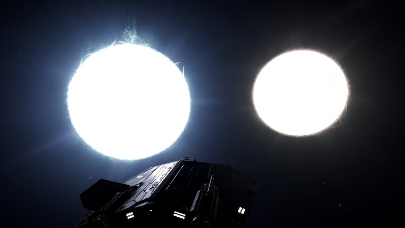 Spaceship Near Two Stars