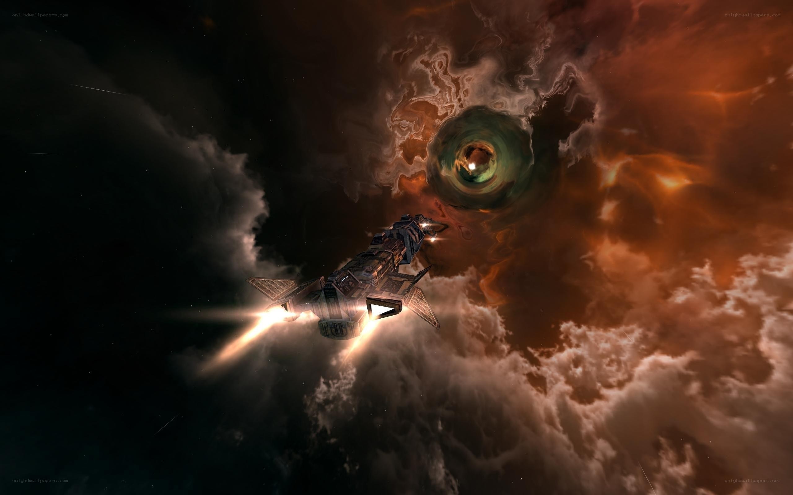 spaceship near wormhole