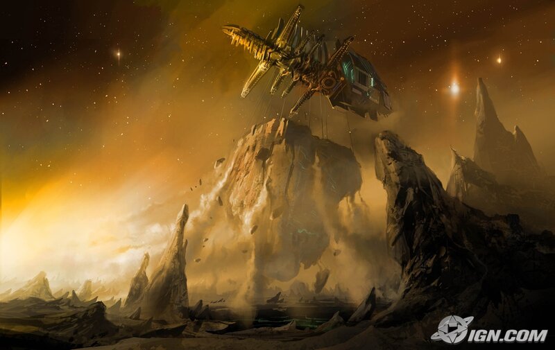 Spaceship on alien planet
