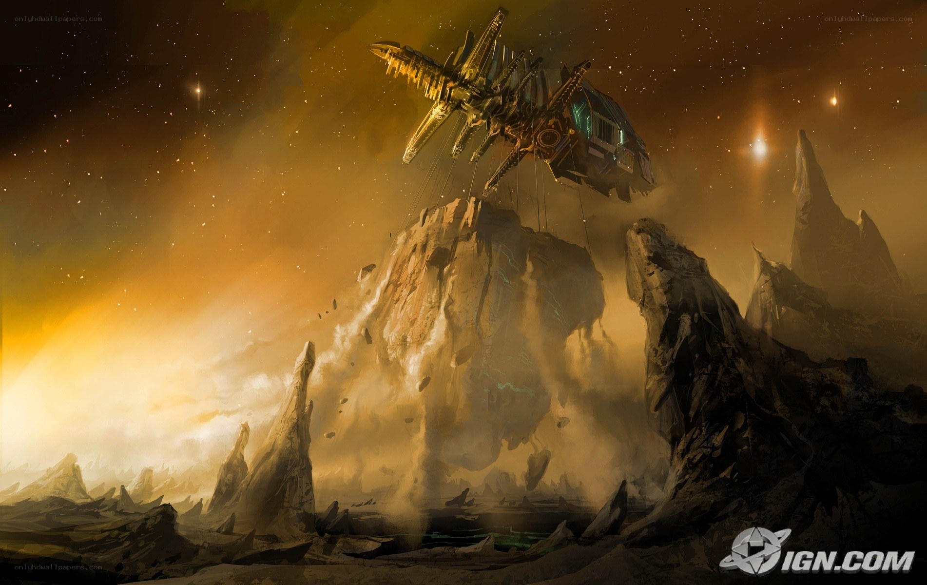 Spaceship on alien planet