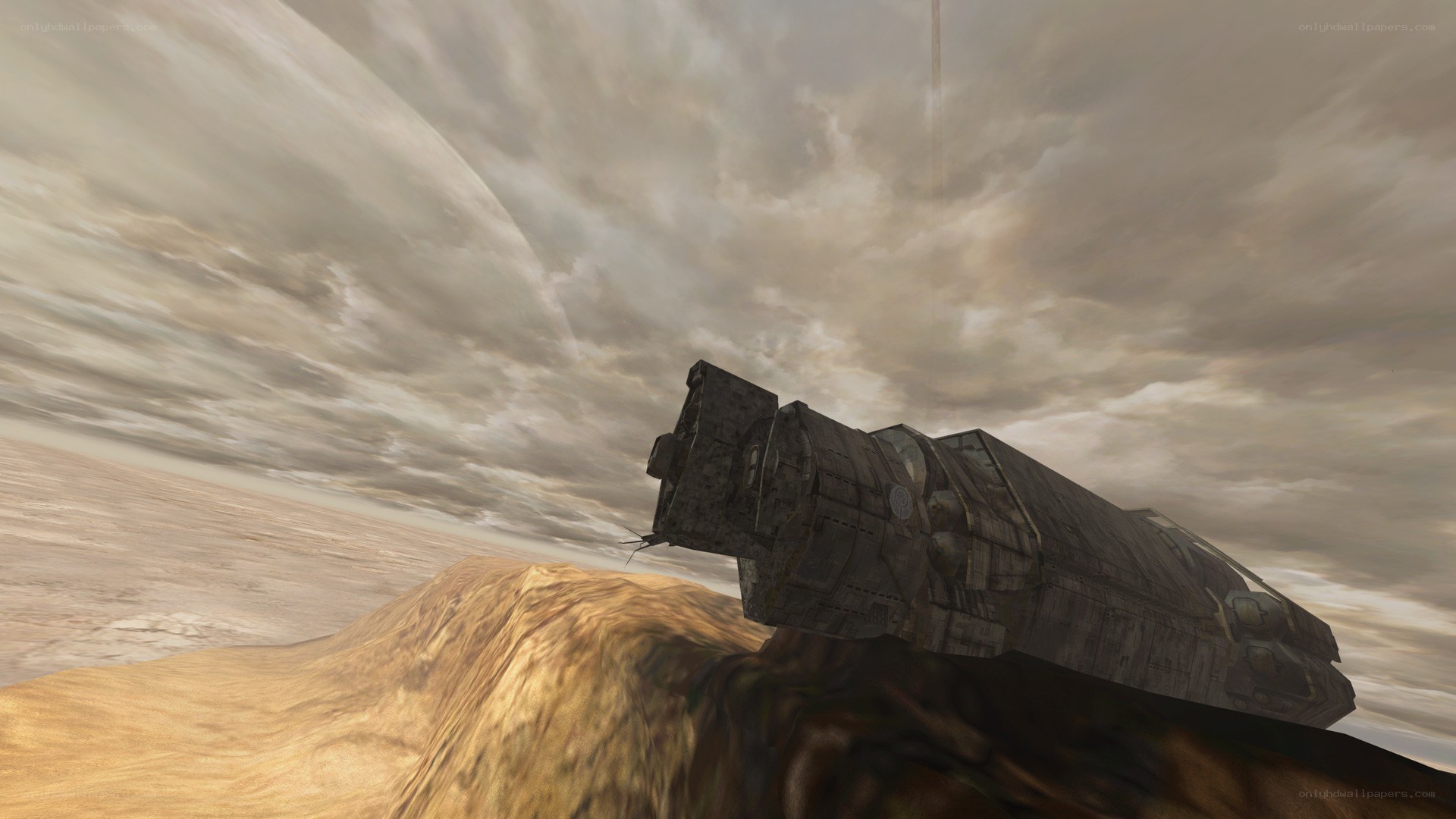 spaceship on alien planet