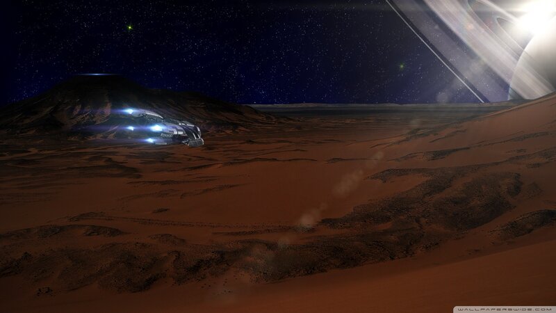 spaceship on alien planet