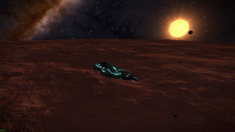 Spaceship on Alien Planet — Brown, Dramatic, Night