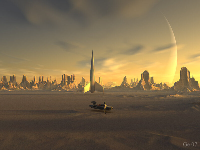 Spaceship on Alien Planet — Brown