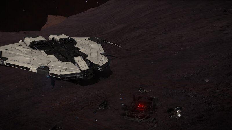 Spaceship on Alien Planet — Gray, Dramatic, Night
