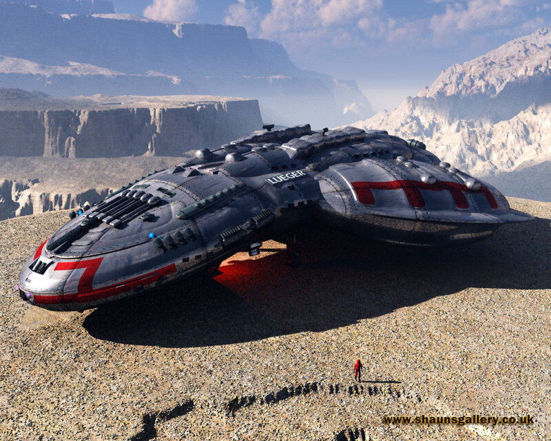 Spaceship on Alien Planet — Gray