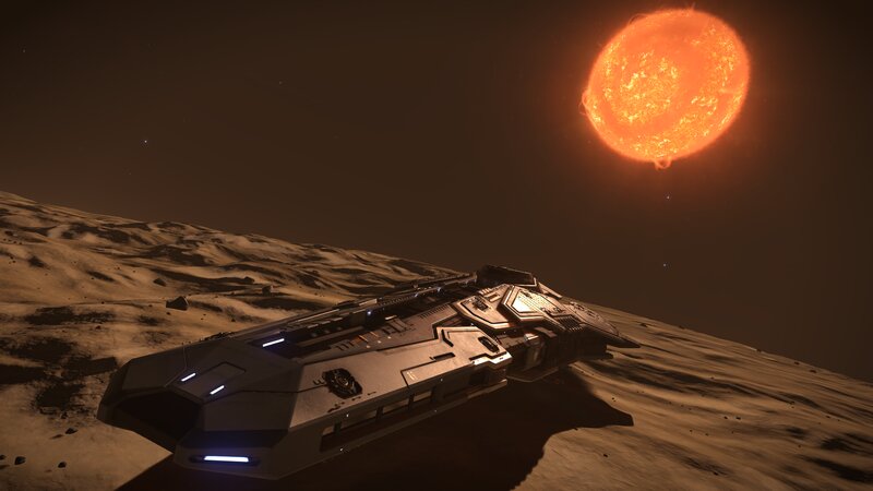Spaceship on Alien Planet — Orange, Dramatic, Night