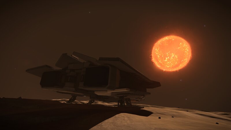Spaceship on Alien Planet — Orange, Dramatic