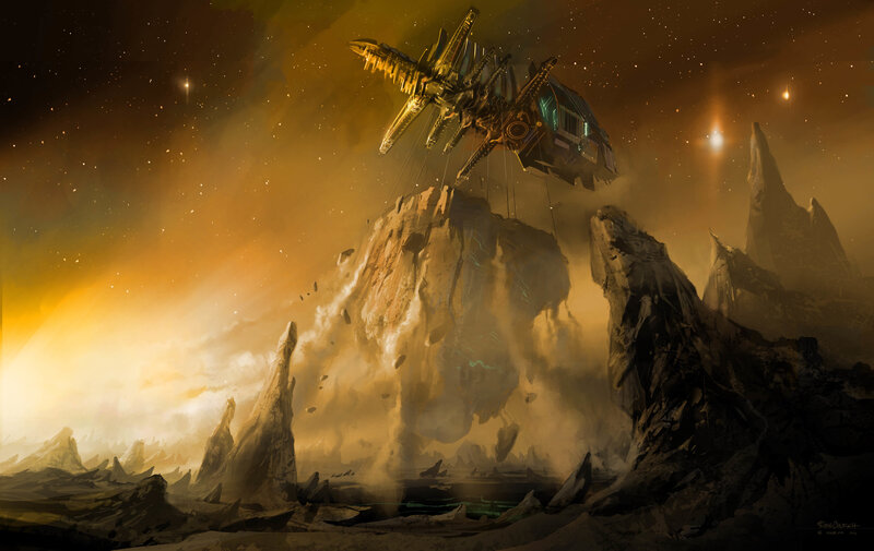 Spaceship on alien planet