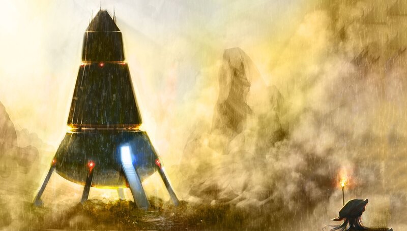 Spaceship on Alien Planet — Yellow, Dramatic