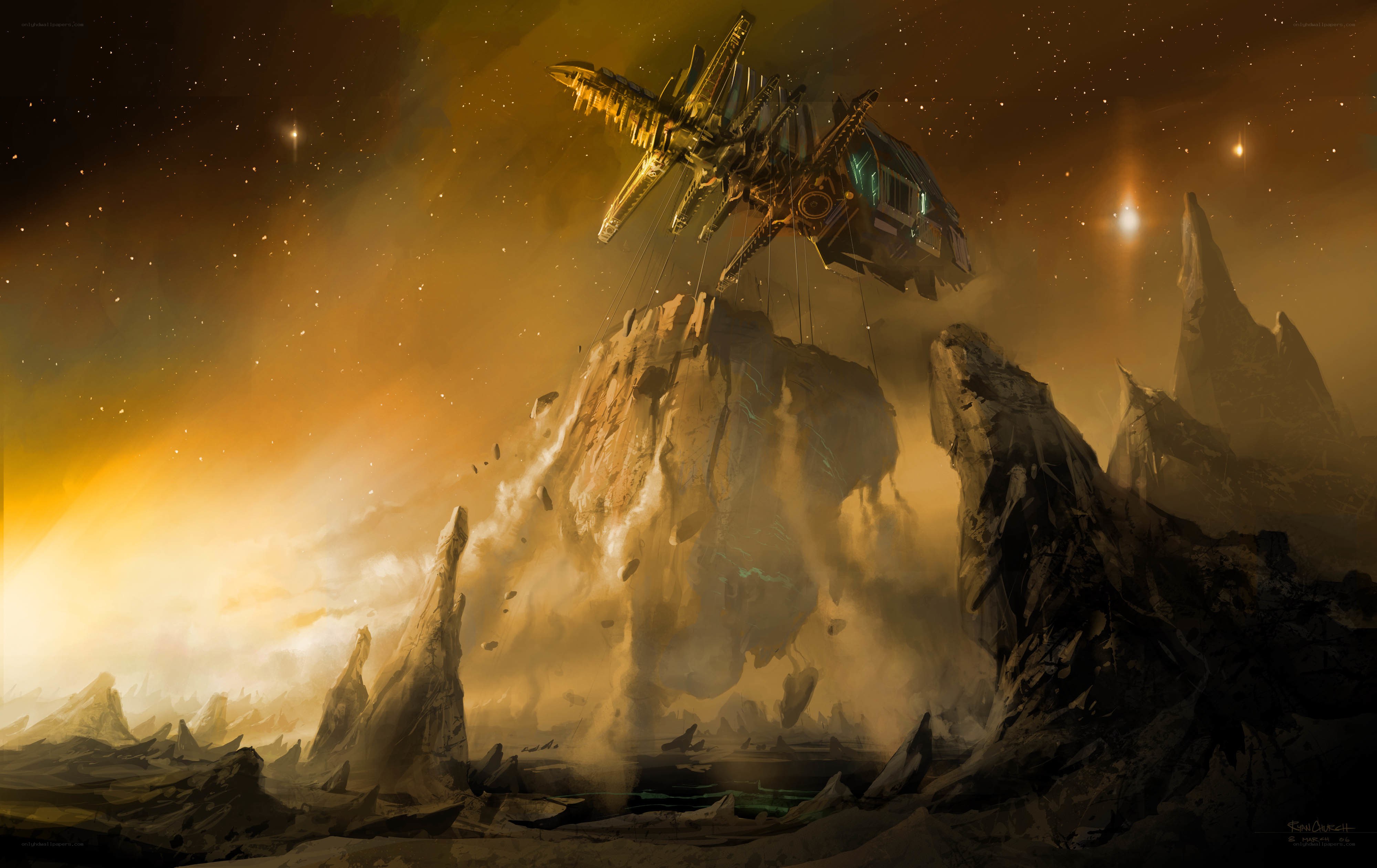 Spaceship on alien planet