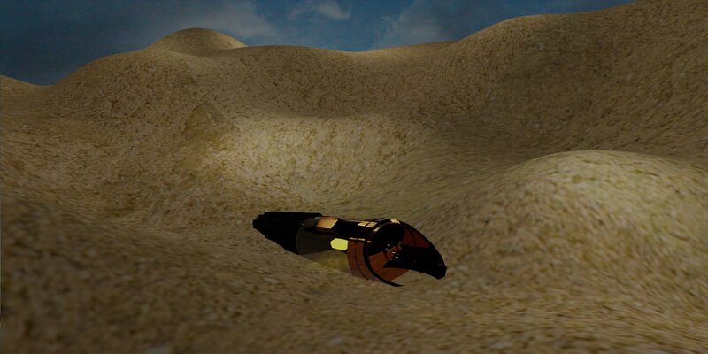 Spaceship on desert planet