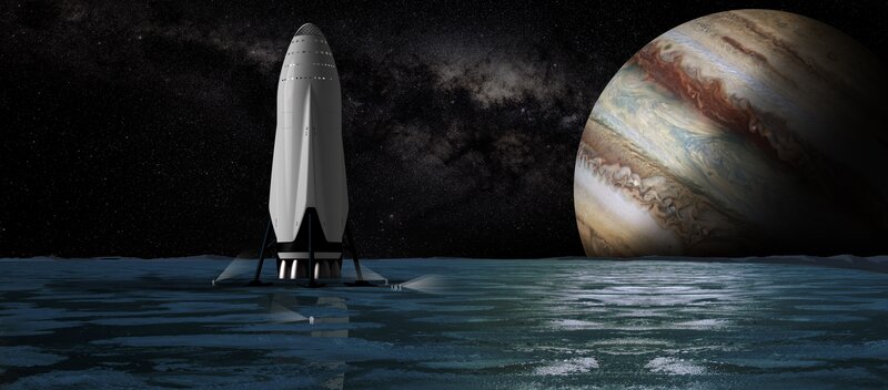 Spaceship on Icy Surface — Black