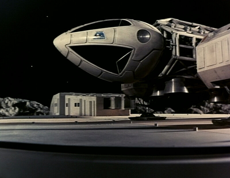 spaceship on lunar base