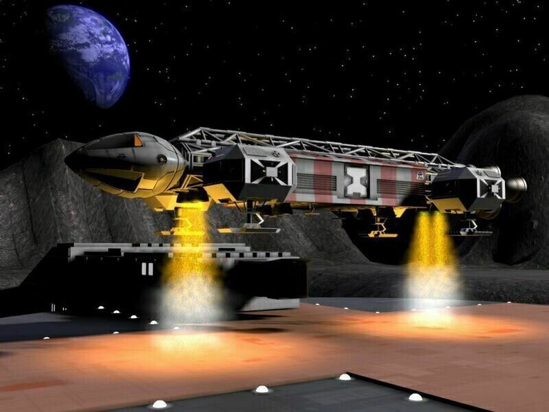 Spaceship on Lunar Surface