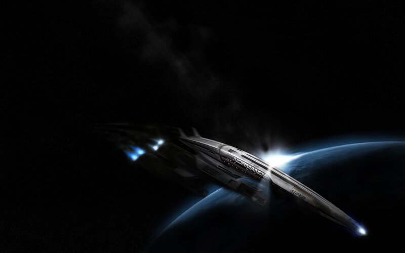 spaceship orbiting a planet