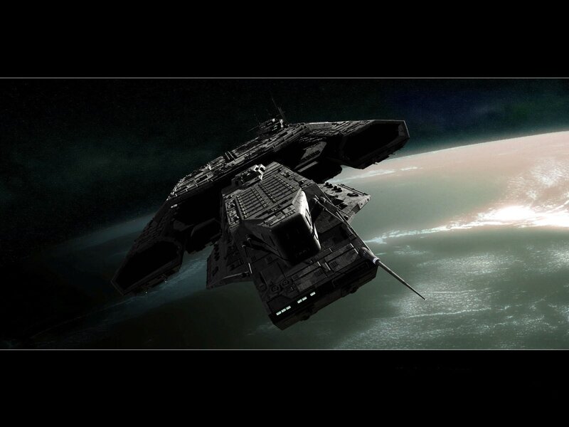 Spaceship orbiting a planet