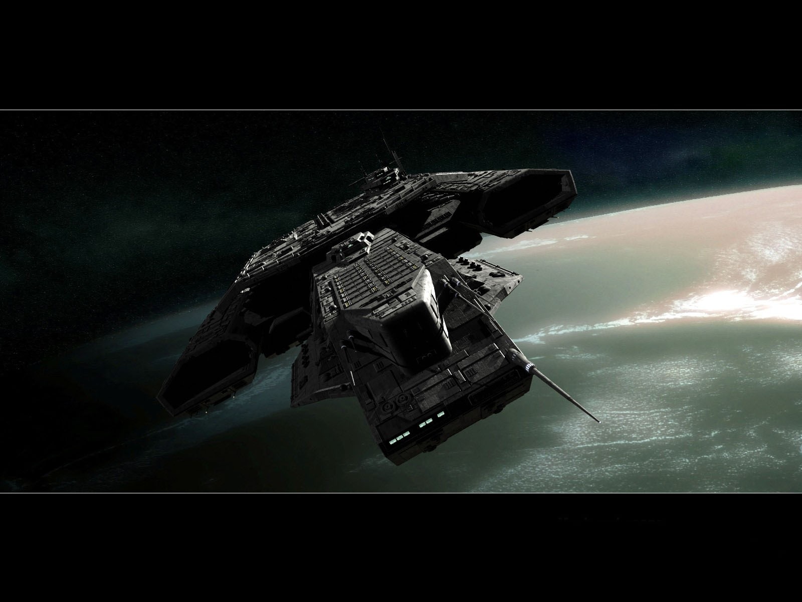 Spaceship orbiting a planet