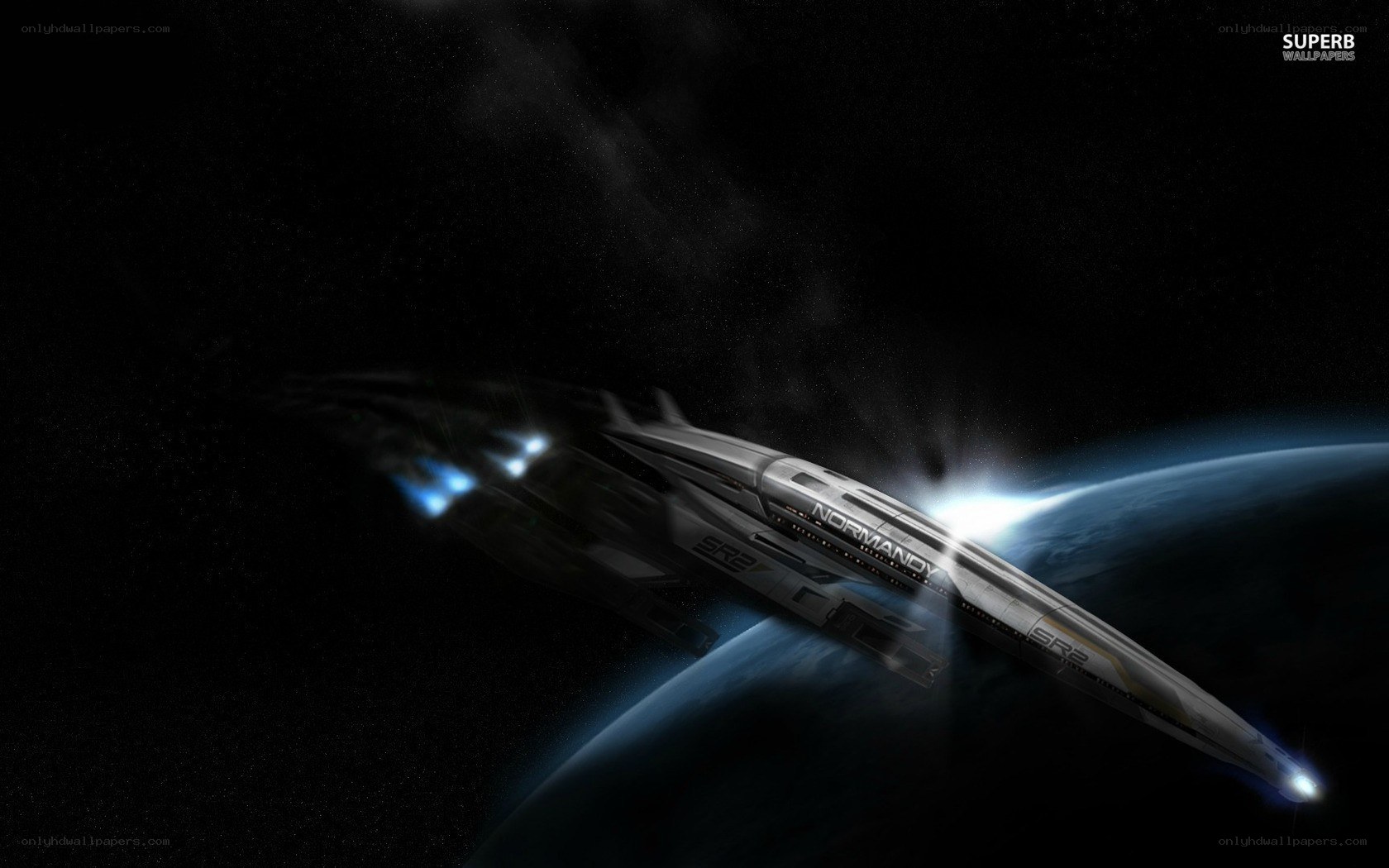 spaceship orbiting a planet