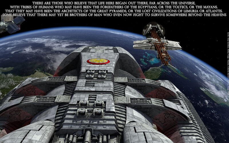 Spaceship orbiting Earth