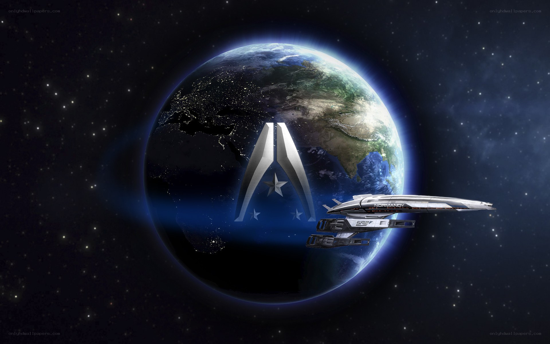 spaceship orbiting earth