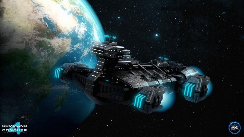 Spaceship orbiting Earth