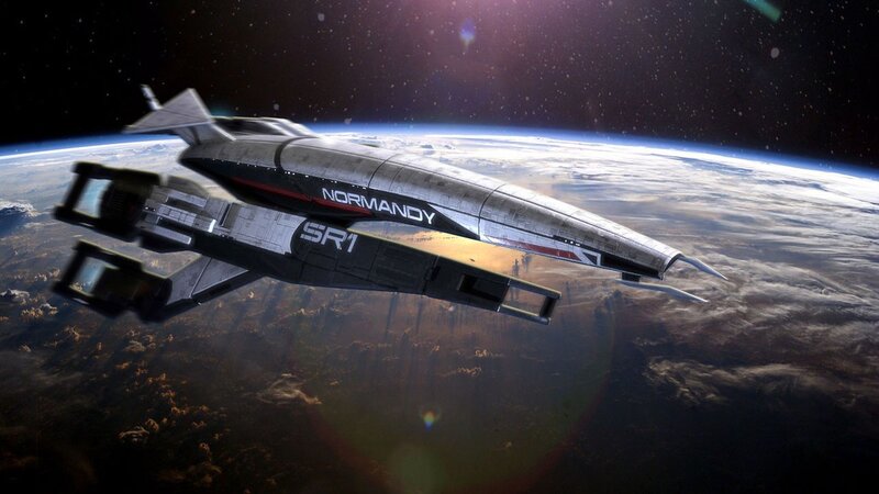 Spaceship orbiting Earth