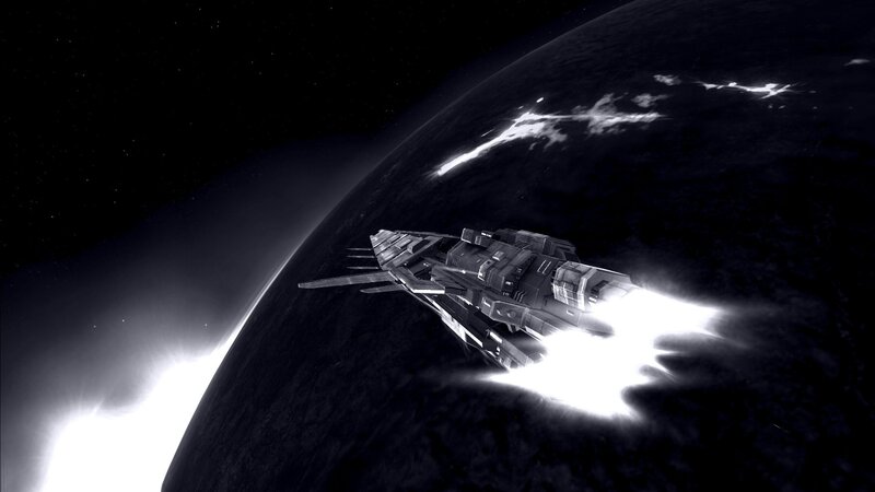 spaceship orbiting planet
