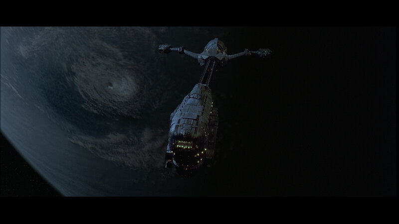 spaceship orbiting planet