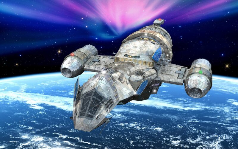 spaceship orbiting planet