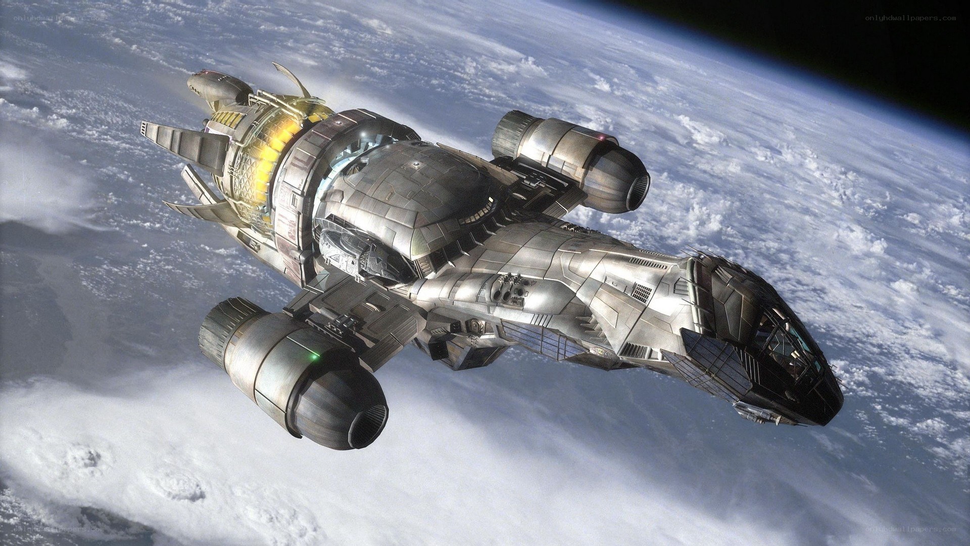 spaceship orbiting planet