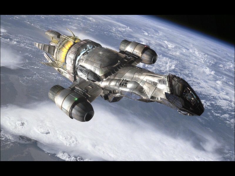spaceship orbiting planet