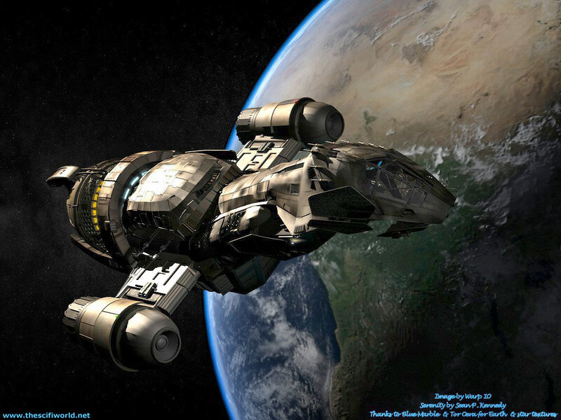 spaceship orbiting planet