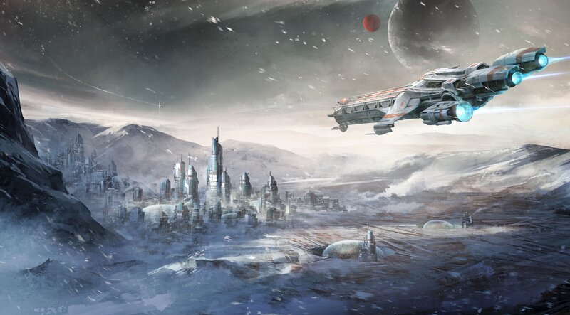 Spaceship over Alien City