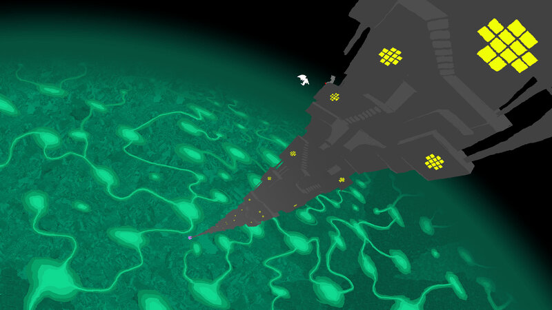 spaceship over alien planet