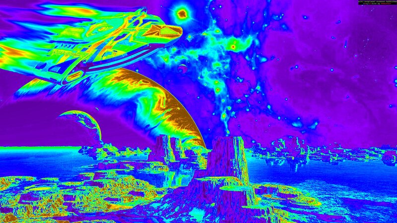 Spaceship over Alien Planet — Purple, Dramatic, Digital Art, Spacecraft