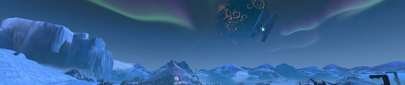 Spaceship over Icy Planet