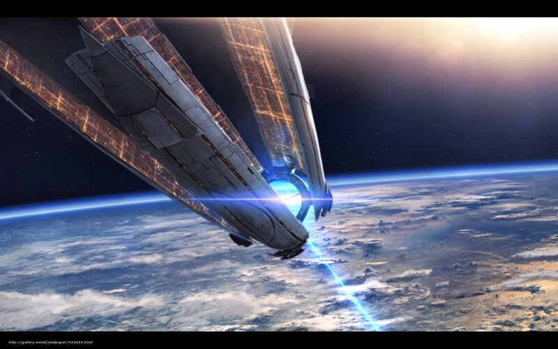 spaceship over planet earth
