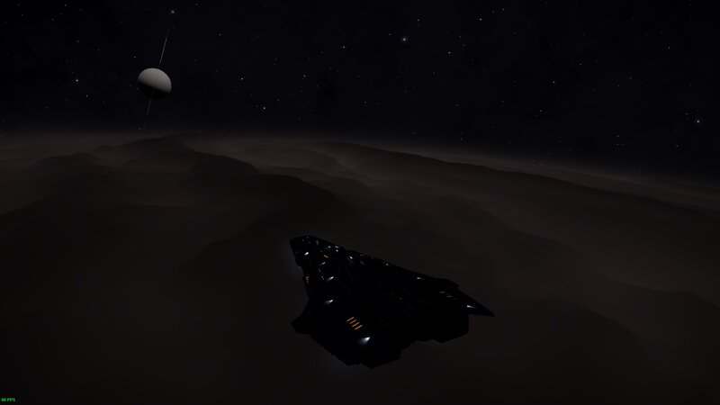 Spaceship over Planet Surface