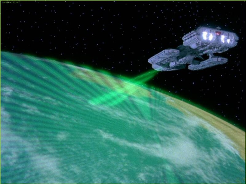 Spaceship over Planet