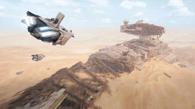 Spaceship over Ruins