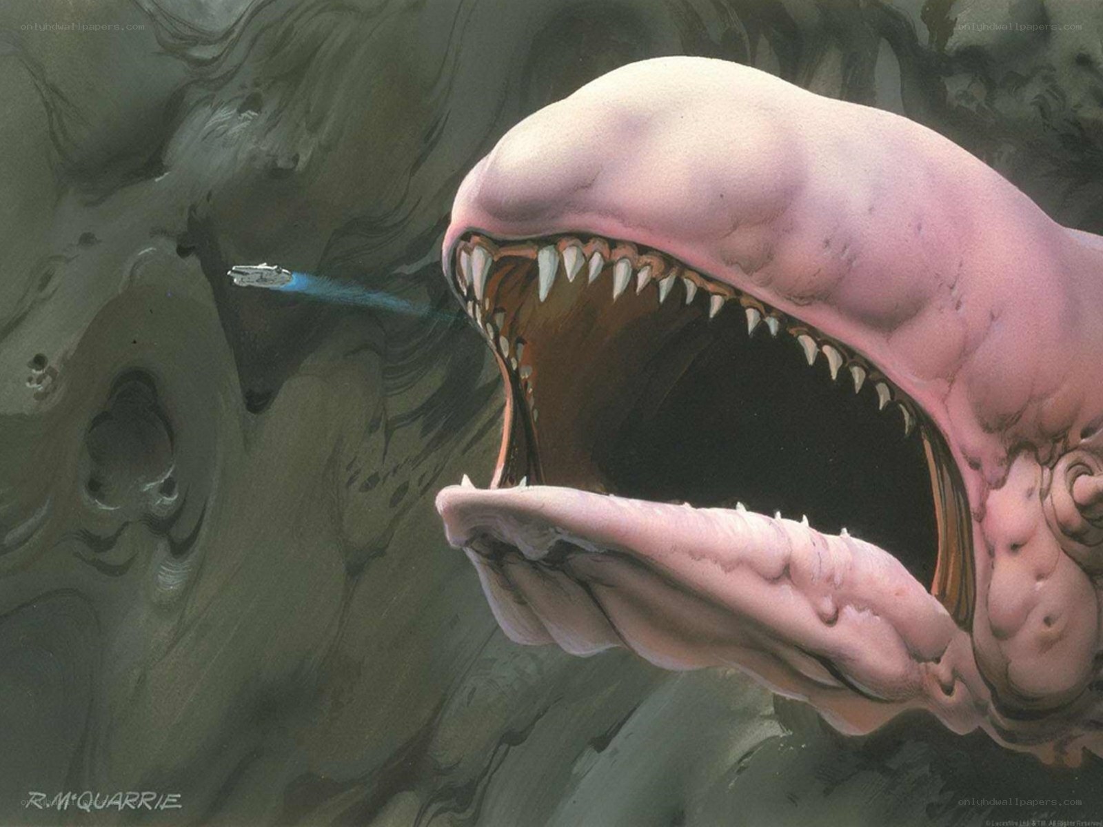 Spaceship vs giant sea creature