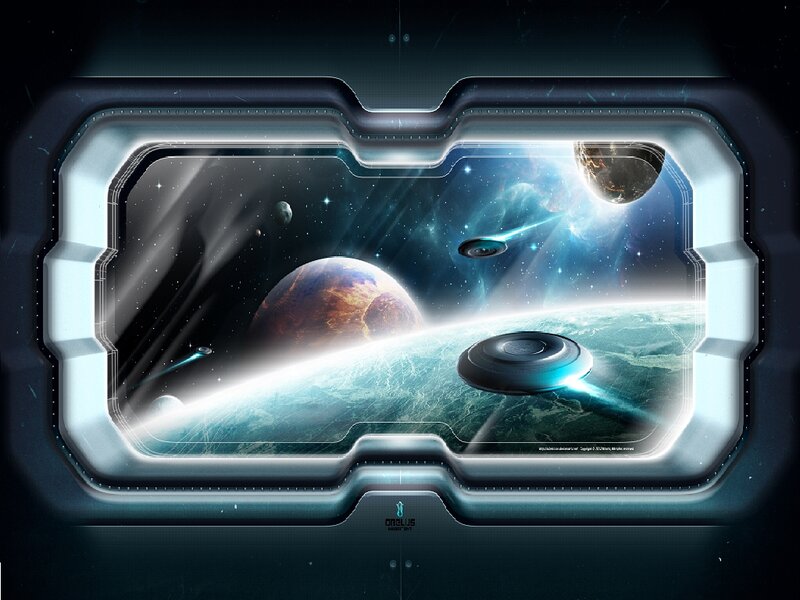 Spaceship Window View — Blue