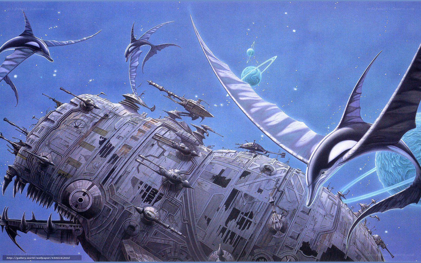 Spaceship with alien creatures