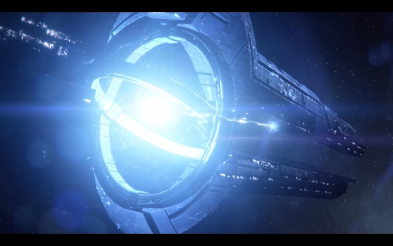 spaceship with glowing engine