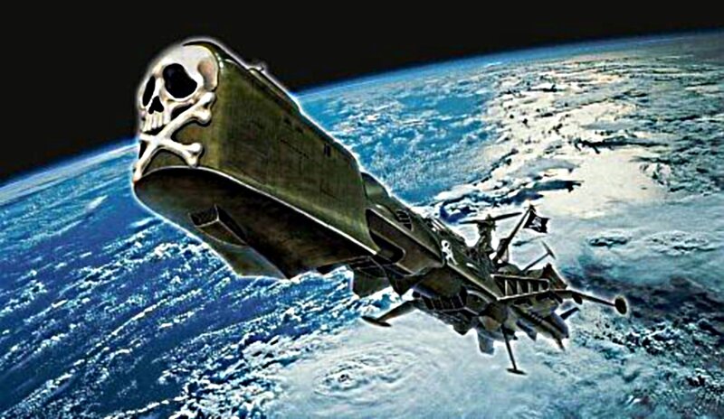 Spaceship with Skull — Blue
